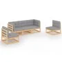 5-piece garden furniture set with solid pine wood cushions by vidaXL, Garden sets - Ref: Foro24-3076439, Price: 464,02 €, Dis...