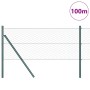 Reja con postes Gris 0.6 x 100 m Acero recubierto de PVC