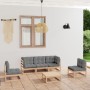 6-teilige Gartenmöbel mit Kissen aus massivem Zirbenholz von vidaXL, Gartensets - Ref: Foro24-3076444, Preis: 486,84 €, Rabat...