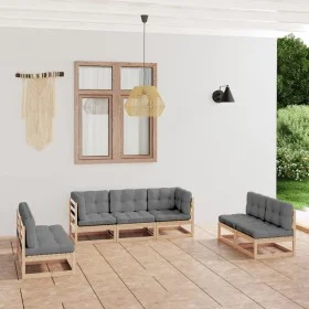 Garden furniture 7 pieces with cushions made of solid pine wood by vidaXL, Garden sets - Ref: Foro24-3076469, Price: 652,27 €...
