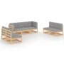 Garden furniture 7 pieces with cushions made of solid pine wood by vidaXL, Garden sets - Ref: Foro24-3076469, Price: 653,11 €...