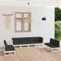 8-piece garden furniture set with solid pine wood cushions by vidaXL, Garden sets - Ref: Foro24-3076480, Price: 780,21 €, Dis...