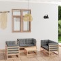 7-teiliges Gartenmöbel-Set mit Kissen aus massivem Kiefernholz von vidaXL, Gartensets - Ref: Foro24-3076494, Preis: 605,65 €,...