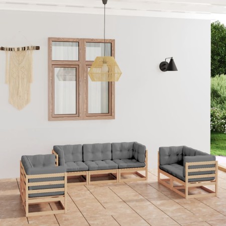 7-piece garden furniture set with solid pine wood cushions by vidaXL, Garden sets - Ref: Foro24-3076499, Price: 686,72 €, Dis...