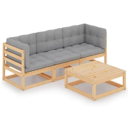 Garden furniture 4 pieces with cushions made of solid pine wood by vidaXL, Garden sets - Ref: Foro24-3076374, Price: 288,39 €...