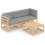 Garden furniture 4 pieces with cushions made of solid pine wood by vidaXL, Garden sets - Ref: Foro24-3076374, Price: 288,39 €...