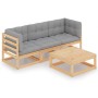Gartenmöbel 4-teilig mit Kissen aus massivem Kiefernholz von vidaXL, Gartensets - Ref: Foro24-3076374, Preis: 292,60 €, Rabat...