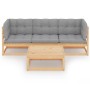 Garden furniture 4 pieces with cushions made of solid pine wood by vidaXL, Garden sets - Ref: Foro24-3076374, Price: 291,95 €...