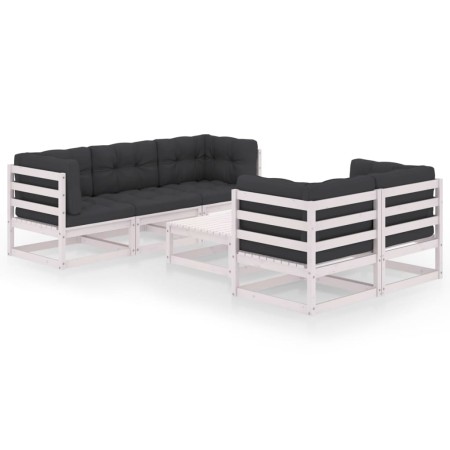 6-teilige Gartenmöbel mit Kissen aus massivem Zirbenholz von vidaXL, Gartensets - Ref: Foro24-3076380, Preis: 544,49 €, Rabat...