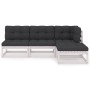 4-piece garden furniture set with solid pine wood cushions by vidaXL, Garden sets - Ref: Foro24-3076535, Price: 432,77 €, Dis...