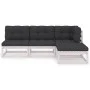 4-piece garden furniture set with solid pine wood cushions by vidaXL, Garden sets - Ref: Foro24-3076535, Price: 426,83 €, Dis...