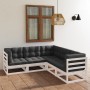 5-teiliges Gartenmöbel-Set mit Kissen aus massivem Kiefernholz von vidaXL, Gartensets - Ref: Foro24-3076545, Preis: 504,70 €,...