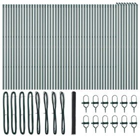 Reja con postes Gris 1.5 x 100 m Acero recubierto de PVC
