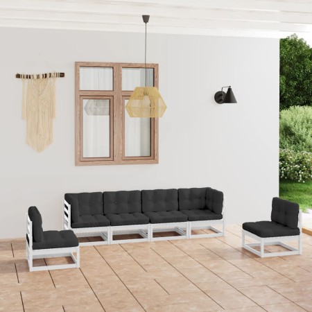 6-teiliges Gartenmöbel-Set und Kissen aus massivem Kiefernholz von vidaXL, Gartensets - Ref: Foro24-3076450, Preis: 566,09 €,...