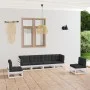 6-teiliges Gartenmöbel-Set und Kissen aus massivem Kiefernholz von vidaXL, Gartensets - Ref: Foro24-3076450, Preis: 554,89 €,...