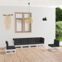 6-teiliges Gartenmöbel-Set und Kissen aus massivem Kiefernholz von vidaXL, Gartensets - Ref: Foro24-3076450, Preis: 566,09 €,...