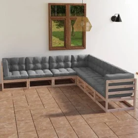 7-piece garden furniture set with solid pine wood cushions by vidaXL, Garden sets - Ref: Foro24-3076554, Price: 672,37 €, Dis...