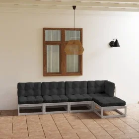 5-teiliges Gartenmöbel-Set mit Kissen aus massivem Kiefernholz von vidaXL, Gartensets - Ref: Foro24-3076565, Preis: 445,62 €,...