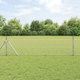 Reja con postes Plateado 0.5 x 10 m Acero recubierto de PVC