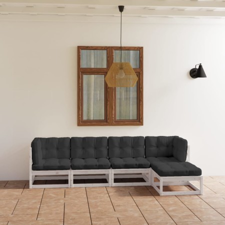 5-teiliges Gartenmöbel-Set mit Kissen aus massivem Kiefernholz von vidaXL, Gartensets - Ref: Foro24-3076585, Preis: 452,99 €,...