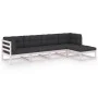 5-teiliges Gartenmöbel-Set mit Kissen aus massivem Kiefernholz von vidaXL, Gartensets - Ref: Foro24-3076585, Preis: 445,99 €,...