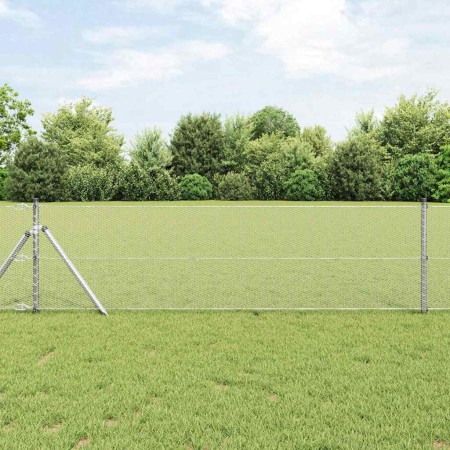 Reja con postes Plateado 0.6 x 10 m Acero recubierto de PVC