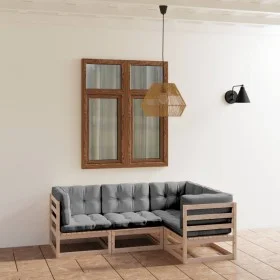 Garden furniture 4 pieces with cushions made of solid pine wood by vidaXL, Garden sets - Ref: Foro24-3076594, Price: 352,87 €...