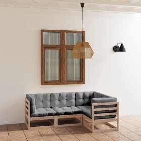 Gartenmöbel 4-teilig mit Kissen aus massivem Kiefernholz von vidaXL, Gartensets - Ref: Foro24-3076594, Preis: 356,70 €, Rabat...