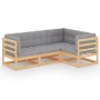 Gartenmöbel 4-teilig mit Kissen aus massivem Kiefernholz von vidaXL, Gartensets - Ref: Foro24-3076594, Preis: 356,70 €, Rabat...