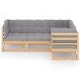Gartenmöbel 4-teilig mit Kissen aus massivem Kiefernholz von vidaXL, Gartensets - Ref: Foro24-3076594, Preis: 356,70 €, Rabat...