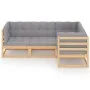 Muebles de jardín 4 piezas con cojines de madera de pino maciza de vidaXL, Conjuntos de jardín - Ref: Foro24-3076594, Precio:...