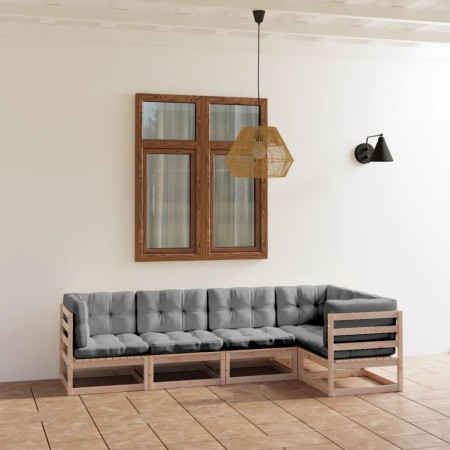 5-teiliges Gartenmöbel-Set mit Kissen aus massivem Kiefernholz von vidaXL, Gartensets - Ref: Foro24-3076604, Preis: 489,07 €,...