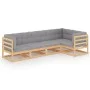 5-piece garden furniture set with solid pine wood cushions by vidaXL, Garden sets - Ref: Foro24-3076604, Price: 483,73 €, Dis...