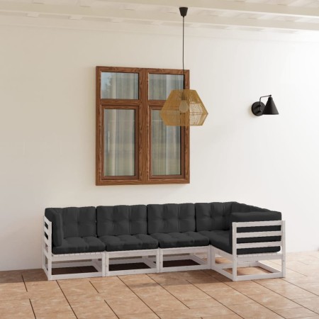 5-teiliges Gartenmöbel-Set und Kissen aus massivem Kiefernholz von vidaXL, Gartensets - Ref: Foro24-3076605, Preis: 504,70 €,...