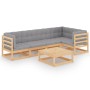 Gartenmöbel 6-teilig mit Kissen aus massivem Kiefernholz von vidaXL, Gartensets - Ref: Foro24-3076609, Preis: 501,67 €, Rabat...