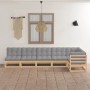 Garden furniture 6 pieces with cushions made of solid pine wood by vidaXL, Garden sets - Ref: Foro24-3076614, Price: 547,96 €...