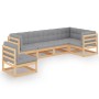 Gartenmöbel 6-teilig mit Kissen aus massivem Kiefernholz von vidaXL, Gartensets - Ref: Foro24-3076634, Preis: 549,56 €, Rabat...