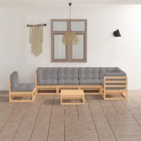 7-teiliges Gartenmöbel-Set und Kissen aus massivem Zirbenholz von vidaXL, Gartensets - Ref: Foro24-3076639, Preis: 597,12 €, ...