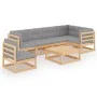7-teiliges Gartenmöbel-Set und Kissen aus massivem Zirbenholz von vidaXL, Gartensets - Ref: Foro24-3076639, Preis: 597,38 €, ...