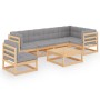 7-teiliges Gartenmöbel-Set und Kissen aus massivem Zirbenholz von vidaXL, Gartensets - Ref: Foro24-3076639, Preis: 604,53 €, ...