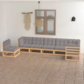 Garden furniture set 7 pieces and cushions solid pine wood by vidaXL, Garden sets - Ref: Foro24-3076644, Price: 672,37 €, Dis...