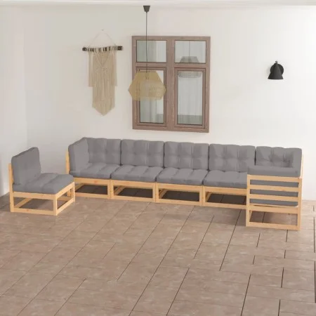 Garden furniture set 7 pieces and cushions solid pine wood by vidaXL, Garden sets - Ref: Foro24-3076644, Price: 673,66 €, Dis...