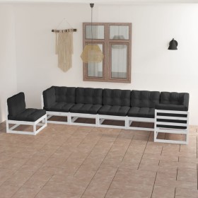 7-piece garden furniture set with solid pine wood cushions by vidaXL, Garden sets - Ref: Foro24-3076645, Price: 684,19 €, Dis...