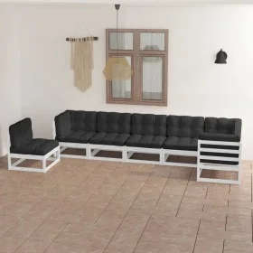 7-teiliges Gartenmöbel-Set und Kissen aus massivem Zirbenholz von vidaXL, Gartensets - Ref: Foro24-3076645, Preis: 671,89 €, ...