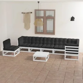 Gartenmöbel 8-teilig und Kissen aus massivem Kiefernholz von vidaXL, Gartensets - Ref: Foro24-3076650, Preis: 717,15 €, Rabat...