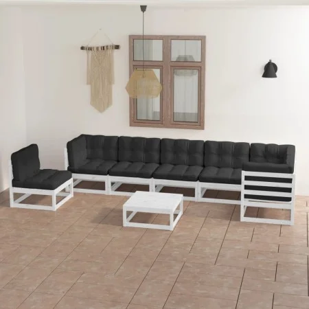 Muebles de jardín 8 pzas y cojines madera maciza pino de vidaXL, Conjuntos de jardín - Ref: Foro24-3076650, Precio: 717,15 €,...
