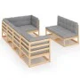 Garden furniture set 7 pieces and cushions solid pine wood by vidaXL, Garden sets - Ref: Foro24-3076654, Price: 673,00 €, Dis...