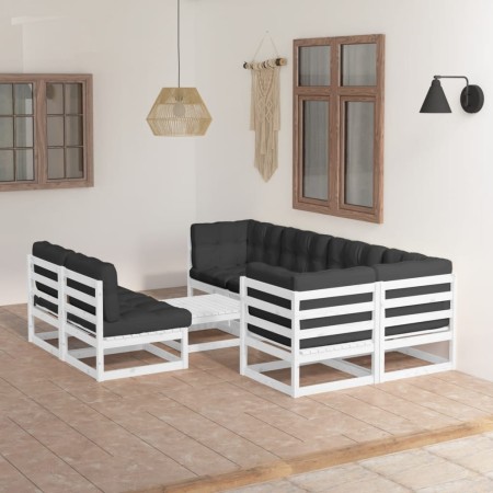 Gartenmöbel 8-teilig und Kissen aus massivem Kiefernholz von vidaXL, Gartensets - Ref: Foro24-3076660, Preis: 730,28 €, Rabat...