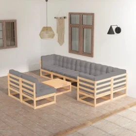 Garden furniture set 9 pieces and cushions solid pine wood by vidaXL, Garden sets - Ref: Foro24-3076669, Price: 814,85 €, Dis...