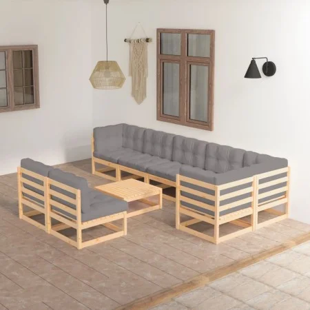 Garden furniture set 9 pieces and cushions solid pine wood by vidaXL, Garden sets - Ref: Foro24-3076669, Price: 826,08 €, Dis...